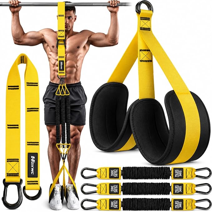 Adjustable Heavy Duty Resistance Bands with Ultra-Thick Padded Straps for Home Gym Workouts & Upper Body Strength Training