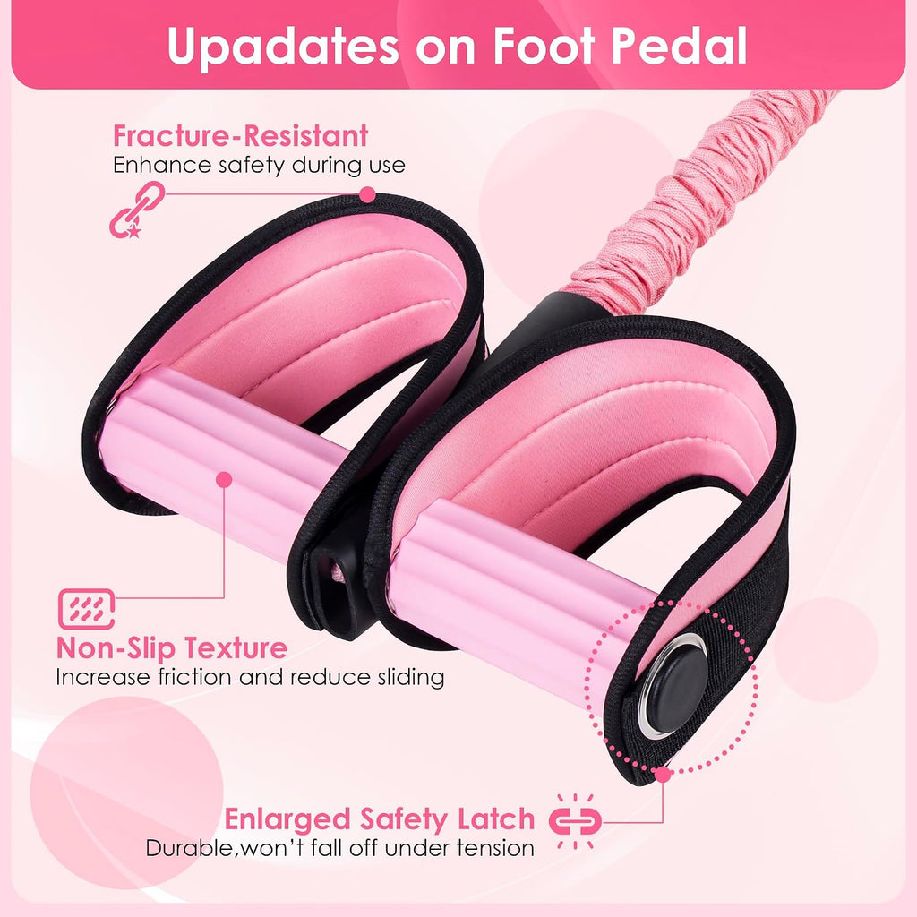 Elastic Sit-Up Pull Rope Expander with Non-Slip Handles & Foot Pedals for Home Gym