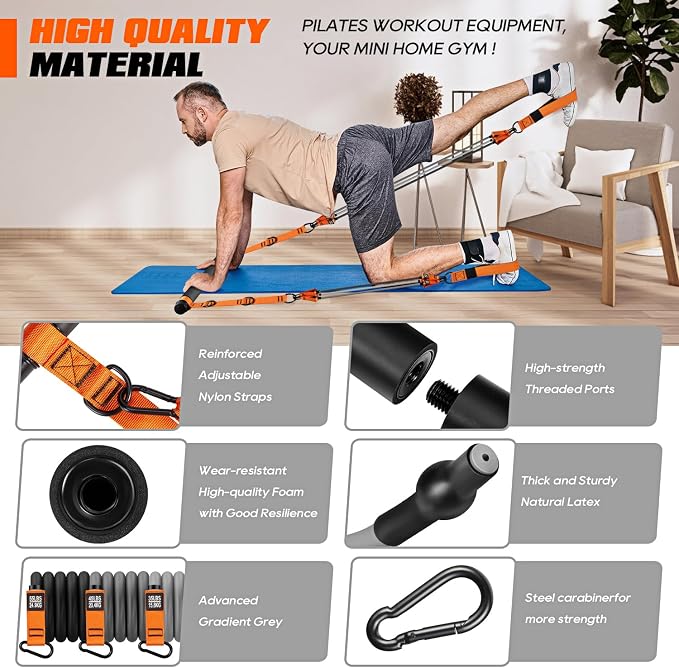 All-in-One Zerofite Portable Pilates Workout Bar & Resistance Band Set