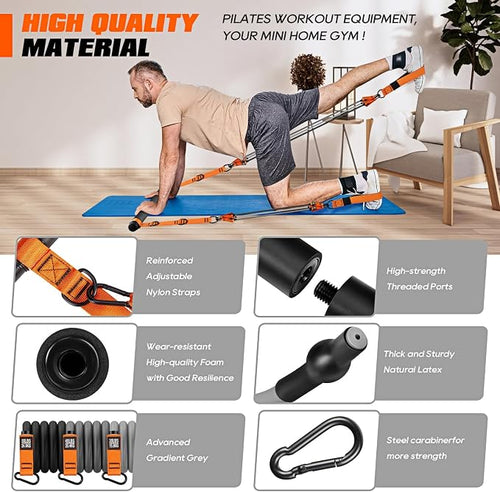 All-in-One Zerofite Portable Pilates Workout Bar & Resistance Band Set