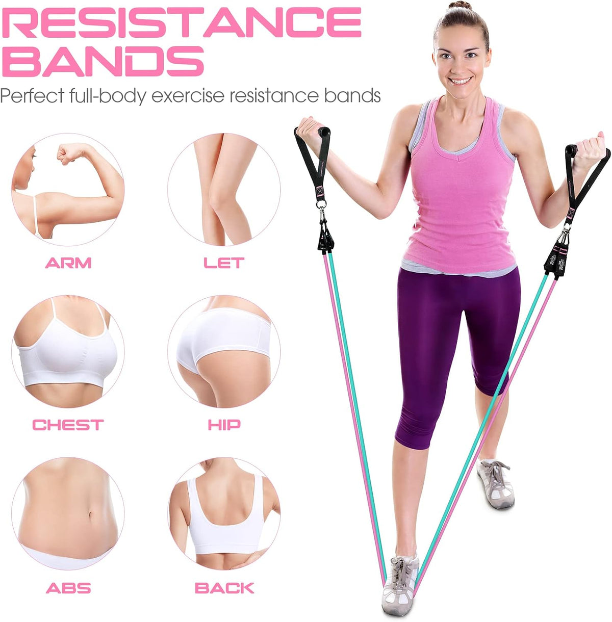 11-Pcs Resistance Band Set with Door Anchor & Handles Portable Home Gym Equipment