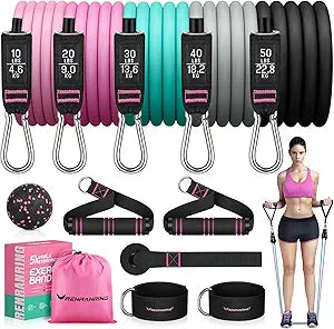 11-Pcs Resistance Band Set with Door Anchor & Handles Portable Home Gym Equipment