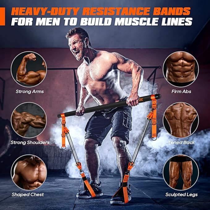All-in-One Zerofite Portable Pilates Workout Bar & Resistance Band Set